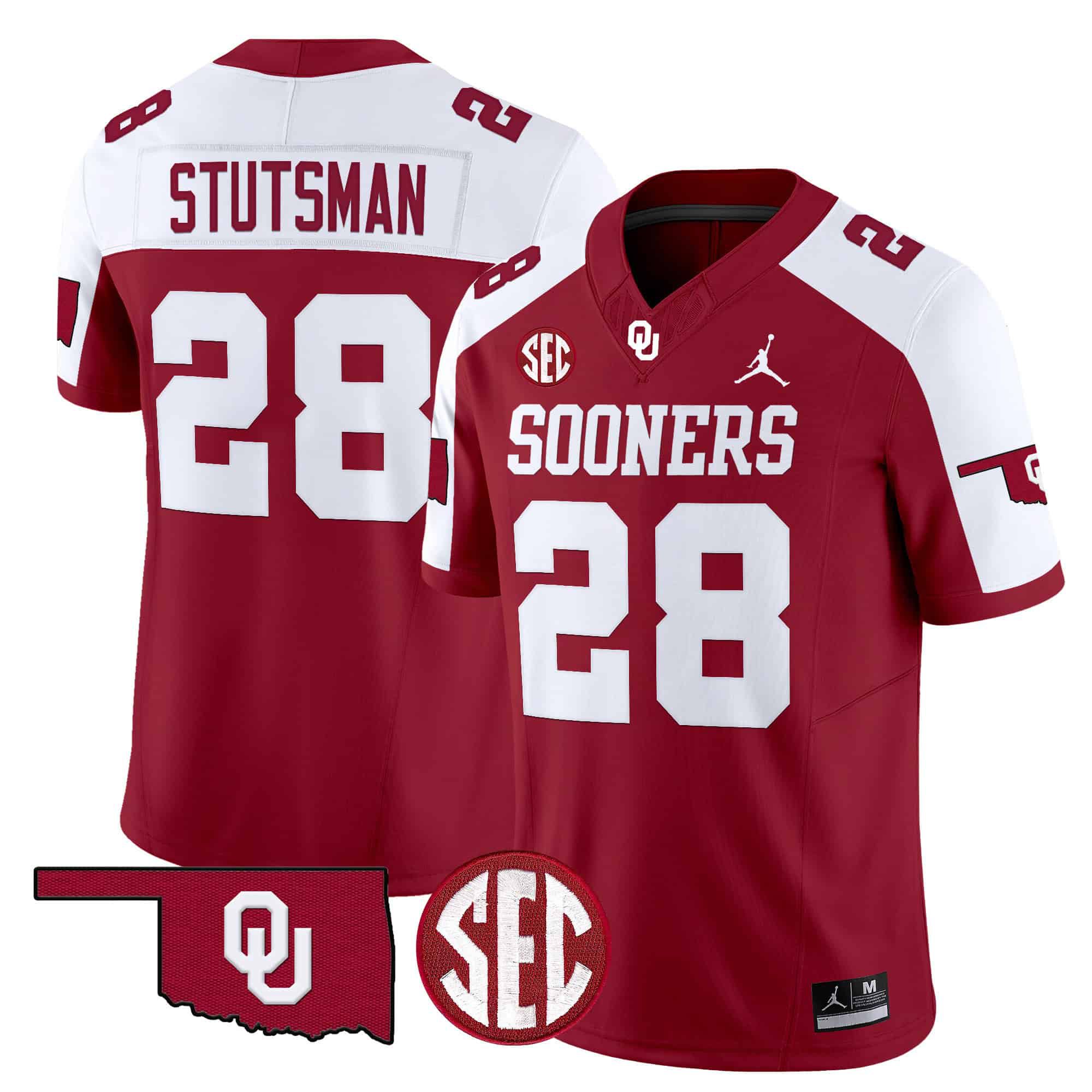 Men Oklahoma Sooners #28 Stutsman Red 2024 Vapor Limited NCAA Jersey->ncaa teams->NCAA Jersey